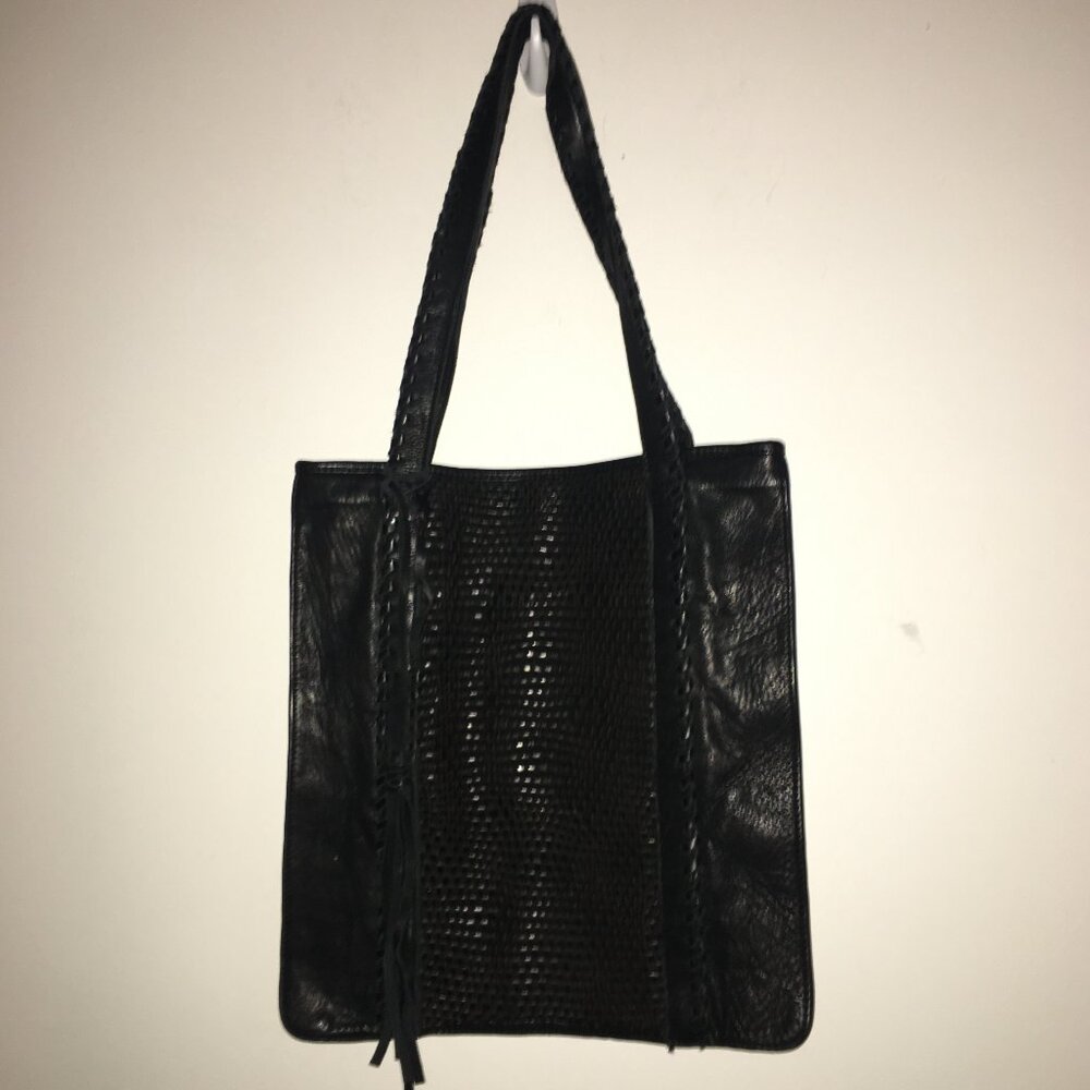 Lattico Leather Tote Bag Black NWT